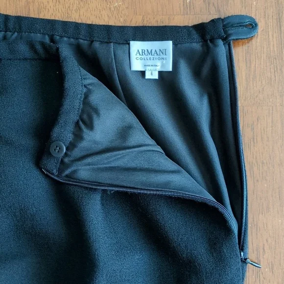 Armani Collezioni Black Stretch Crepe Knee Length Pencil Skirt Women's Size 6 - Picture 5 of 16